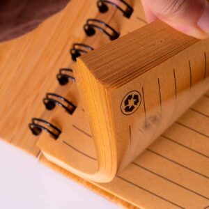 caderno argolado personalizado de capa de bambu